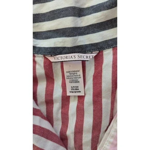 VICTORIA'S SECRET Women's Pajamas Flannel PJ 2-piece Set Small Stripes - Picture 7 of 10
